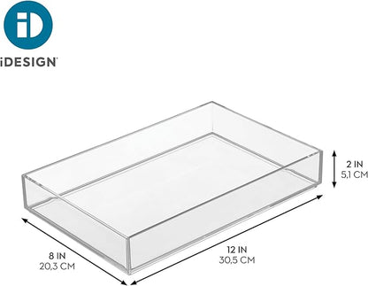 iDesign Clear Drawer Organizer, Plastic Tray for Makeup Storage on Bathroom Vanity, Dresser or Desk