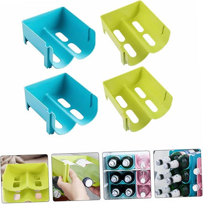 COLLBATH 4pcs Stackable Drink Storage Containers Beverage Rack for Refrigerator Organization Water Bottle Holder for Efficient Space Saving and Stylish Home Decor
