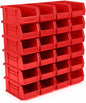 Hudson Exchange 7-1/2" x 4" x 3" (24 Pack) Plastic Stackable Storage Bin and Hanging Container, Red