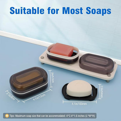 AIMAIAIMAI Travel Soap Container, Leakproof Soap Box, Travel Soap Holder with Removable Draining Layer, Portable Soap Case for Traveling, Camping, Gym (Black)