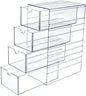 Hipiwe Plastic Drawer Organizer Clear Hair Accessories Organizer Box with 4 Pull Out Drawer Compact Storage Box for Cabinet Vanity Bathroom Pantry Office or Closet Organization