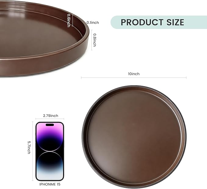 1 Pack 10" Bathroom and Vanity Tray, ABS Bathroom Counter Organizer, Coffee Table Decor for Perfume, Candles, Keys &More. Kitchen Countertop Organizer, Decorative Tray Soap Holder, Brown
