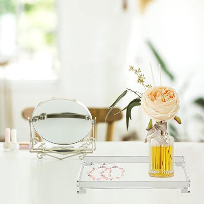 Vanity Bathroom Tray, Acrylic Rectangle Decorative Catchall Organizer Storage Tray (Medium-Clear)
