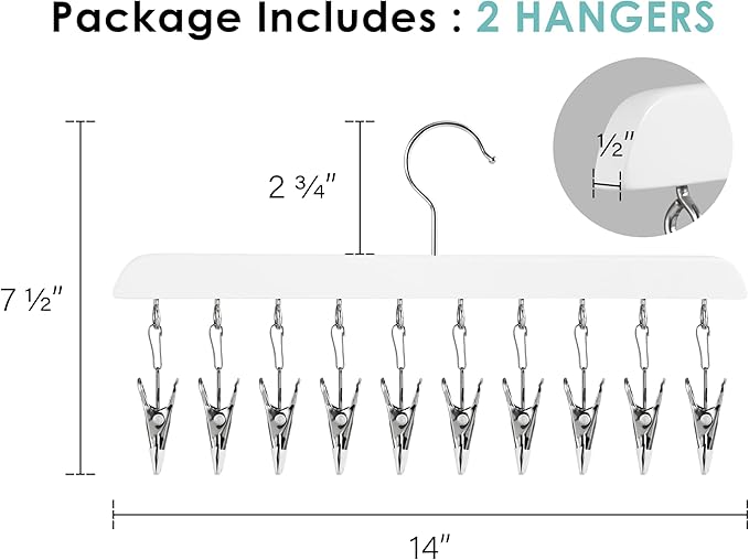 StorageWorks Hat Rack, Closet Organizer and Storage for Baseball Caps,Set of 2 with 10 Adjustable Stainless Steel Clips, Fits All Caps, White