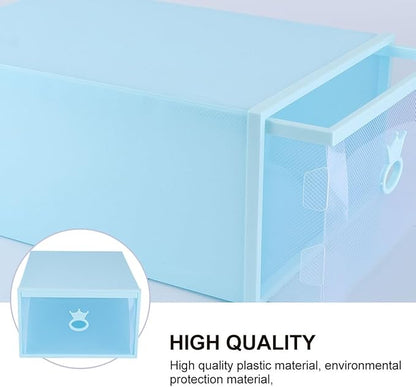 Luxshiny Style Shoes Container Blue Storage Box Window Easy Access Shoe Organizer for Storage