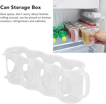 Rolling Soda Can Organizer, Can Storage Box with Handle Transparent Reusable Can Drink Storage Holder Organizer for Refrigerator Cabinets