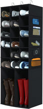 Hanging Shoe Organizer for Closet,18+2 Sections Hanging Shoe Closet Organizers and Storage with 10 Mesh Pockets, Boot Storage, Black