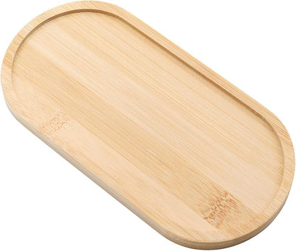 Oval Bamboo Tray – 6.9” × 3.5” Outer Size, 6.5” × 3.1” Inner Size, Decorative Bathroom or Vanity Tray for Candles, Succulents, Jewelry, Toilet Tank Top, Desk or Entryway Organizer