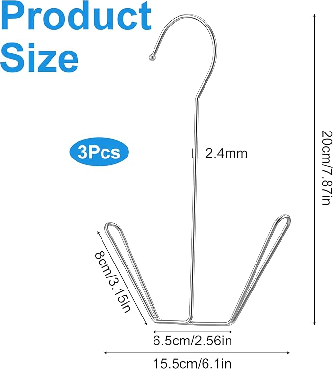 3 Pcs Shoe Hangers, Stainless Steel Shoe Hanger, Double Hook Shoes Hanger, Storage Rack for Hanging Shoes and Gloves (Silver)