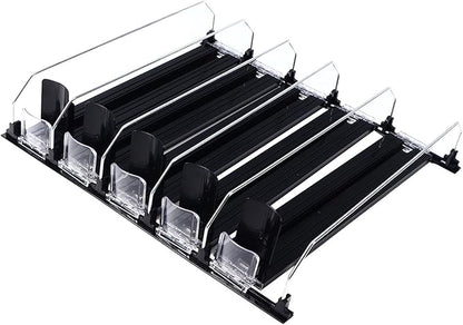 Self Pushing Drink Organizer, Beverage Bottle Can Dispenser, Drink Organizer for Home Kitchen Refrigerator (Black)