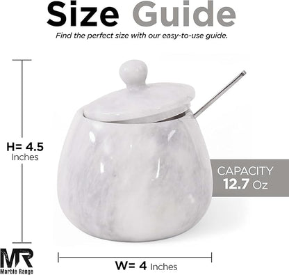 Marble Salt Cellar with Lid – 4.5 Inch White Table Salt Container, Salt Jar, Salt Dish, Salt Holder, Spice Jar, Sugar Bowl, Celtic Salt, Kitchen Countertop Decor