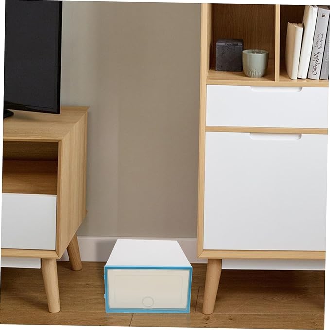 Garneck 6pcs Stackable Shoe Box Transparent Storage Case for Women Thickened Plastic Organizer for Spaces Easy Access and Space-saving Design Sky-blue