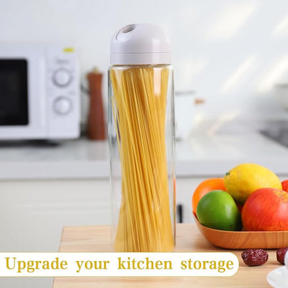 Glass Spaghetti Pasta Storage Container with Lids, Glass Food Storage Jar for Spaghetti, Clear Airtight Food Storage Kitchen Canister for Pasta, Noodles, Nuts, Flour, Cereal