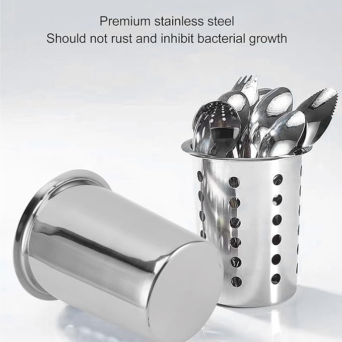 TOPINCN Stainless Steel Utensil Holder, Multifunctional Design Large Capacity Organizer for Knives, Forks, and Chopsticks, Convenient and Practical (With Holes)