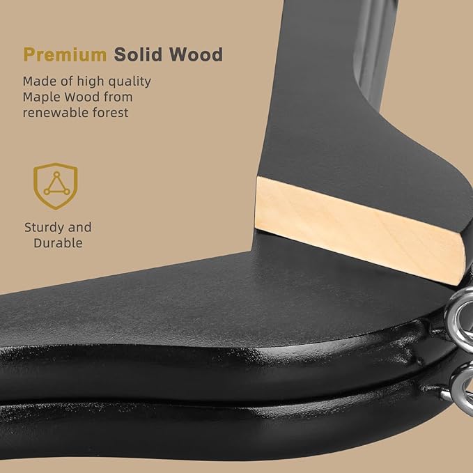TOPIA HANGER Black Wooden Hangers 30 Pack, Space Saving Coat Hanger with 360° Swivel Cascading Loop Hook, Non Slip Pants Bar and Shoulder Notches for Camisole, Jacket, Suit, Clothes Hangers -CT74B30