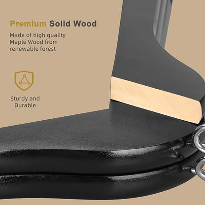 TOPIA HANGER Black Wooden Hangers 30 Pack, Space Saving Coat Hanger with 360° Swivel Cascading Loop Hook, Non Slip Pants Bar and Shoulder Notches for Camisole, Jacket, Suit, Clothes Hangers -CT74B30