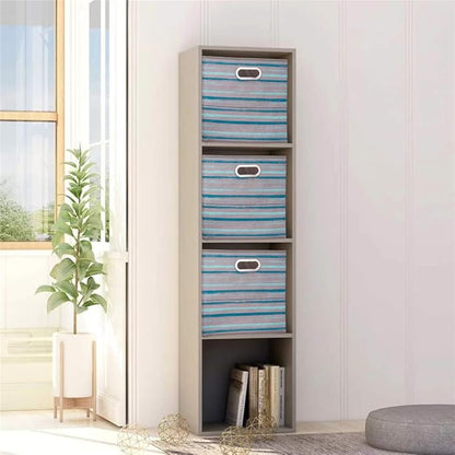 6 Cube Storage Bins Teal Stripes Gradient Lines 10.5x10.5x11 Inch Foldable Whale Coastal Print Fabric Half Storage Basketes for Home Organizers Storage Drawer,QY-SC12-6