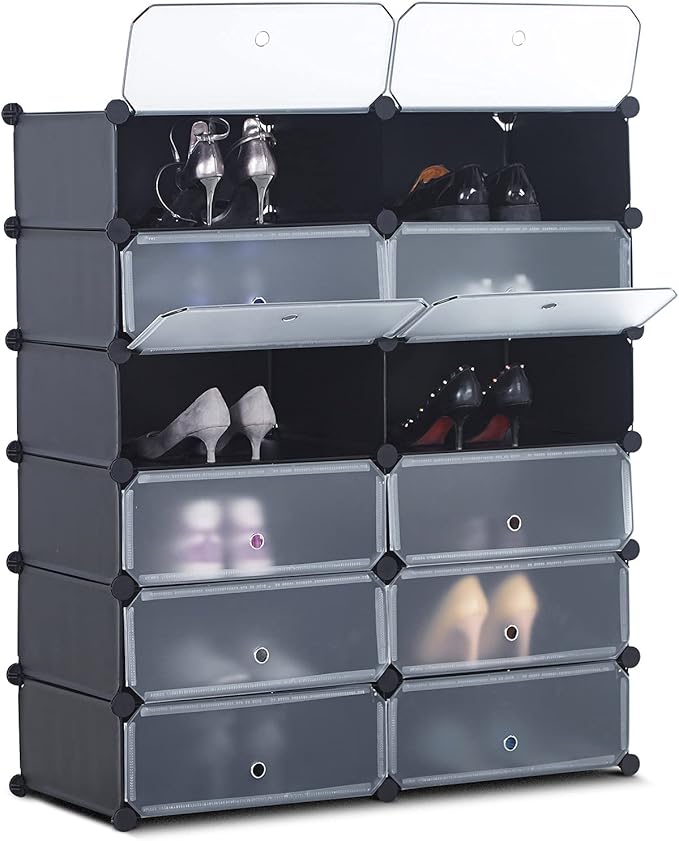 Portable Shoe Rack Organizer, 6-Tier Storage Shoe Cabinet for 24 Pair, Shoe Organizer for Heels, Boots, Slippers