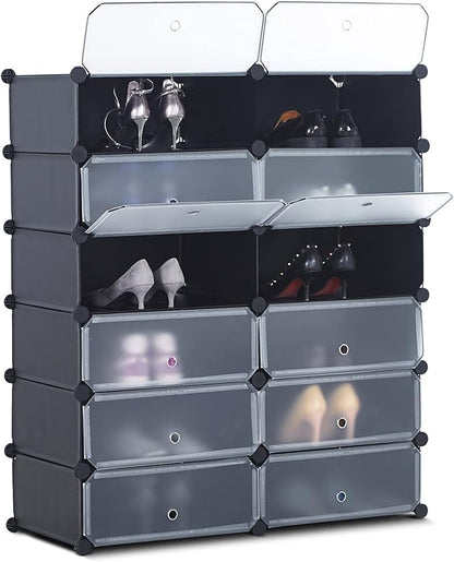 Portable Shoe Rack Organizer, 6-Tier Storage Shoe Cabinet for 24 Pair, Shoe Organizer for Heels, Boots, Slippers