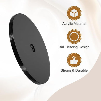 uxcell 4Pack Acrylic Lazy Susan Turntable, 8" Spinner Lazy Susan Turntable Organizer, Acrylic Ball Bearing Rotating Tray for Pantry Spice Rack Decorating, Black