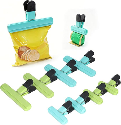 8 Pack Chip Clips, Wide Open Food Clips Bag Clips for Food Storage with Airtight Seal Grip, Snack Clips for Food Bags, Heavy Duty Sealing Clip for Home, Office and More (4 x L, 4 x S)