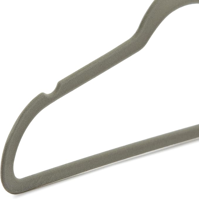 Amazon Basics Slim Velvet Non-Slip Space Saving Suit Clothes Hangers, Closet Organizer, Gray/Silver, 50-Pack