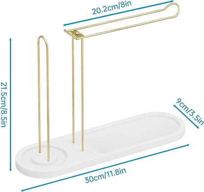 NiHome Headband Holder with Solid Pine Wood Base and Metal Rack, Large Capacity Hair Accessory Organizer for Headbands, Scrunchies, Bracelets, Watches, Glasses, Space-Saving Design for Vanity, Dresser