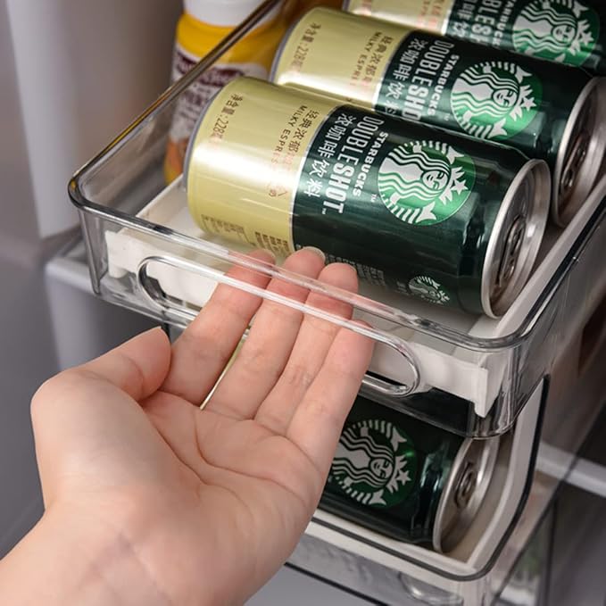 Soda Cans can Be Stacked with Storage Racks and Automatically Roll Off The Beverage Racks, It is Suitable for Refrigerators, Freezers, Kitchens, Countertops and Cabinets (Gray)