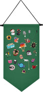 Wall Hanging Brooch Jewelry Storage Case Canvas Display Stand Enamel Pin Display Banner Holder Earrings Necklace Glitter Pin Collection Organizer (Green)