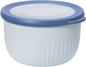 Oggi Prep, Store & Serve Plastic Bowl w/See-Thru Lid- Dishwasher, Microwave & Freezer Safe, (1.4 qt) Blue w/Dk Blue Lid