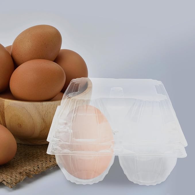 DOITOOL Clear Plastic Goose Egg Packaging Box 2-Slot Egg Holder for Jumbo Eggs Food Storage Container 5.7 X 5.7 X 3.74 Inches Portable Carton Organizer