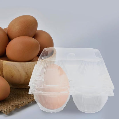 DOITOOL Clear Plastic Goose Egg Packaging Box 2-Slot Egg Holder for Jumbo Eggs Food Storage Container 5.7 X 5.7 X 3.74 Inches Portable Carton Organizer