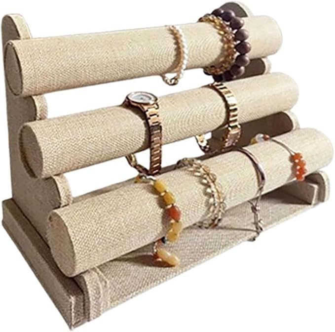 Flannelette Bracelet Display Stand,Jewelry Bracelet Necklace Rack Display Holder (linen)
