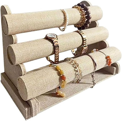 Flannelette Bracelet Display Stand,Jewelry Bracelet Necklace Rack Display Holder (linen)