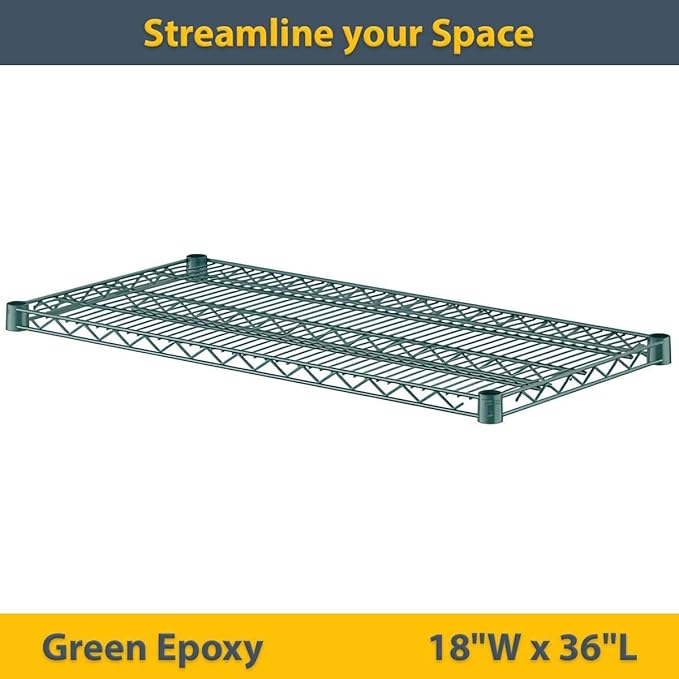 2 Pack Green Additional Wire Shelf for 18" x 36" Shelving Units, Replacement Shelves for Wire Rack