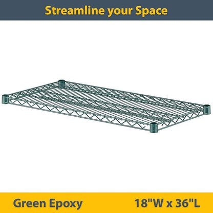 2 Pack Green Additional Wire Shelf for 18" x 36" Shelving Units, Replacement Shelves for Wire Rack