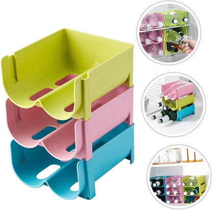 Mikinona 3pcs Stackable Beverage Storage Box for Fridge Drink Organization Bar Organizer Liquor Holder Easy Clean