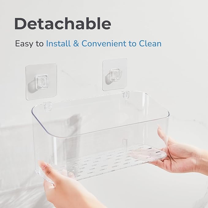 Bath Toy Storage Holder for Bathtub, Clear Bath Toy Organizer Large Capacity Bathtub Toy Storage Shower Caddy for Bathroom (2 Large)