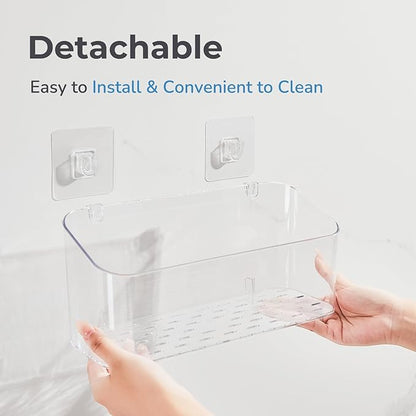 Bath Toy Storage Holder for Bathtub, Clear Bath Toy Organizer Large Capacity Bathtub Toy Storage Shower Caddy for Bathroom (2 Large)