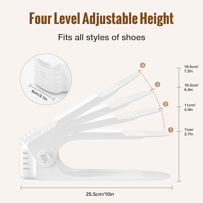 Neprock Shoes Slots Organizer for Closet, Shoe Rack Organizador De Zapatos for Closet Organization, Shoe Slots Organizer Shoe Storage Shoe Holder Space Saver for Entryway(12 Pack)(White)