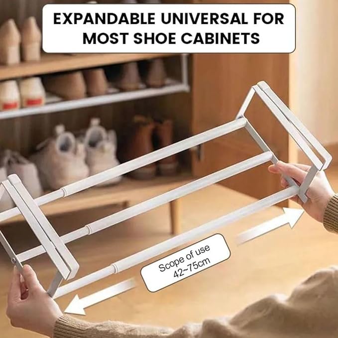 Expandable Hanging Shoe Rack Organizer, Space-Saving Hanging Layered Shoe Tray Under Cabinet Class Shelves for Shoe or Clothing Storage(White)