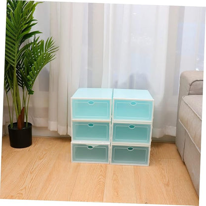 6pcs Stackable Shoes Storage Bins Shoe Boxes Lids Endurable Containers