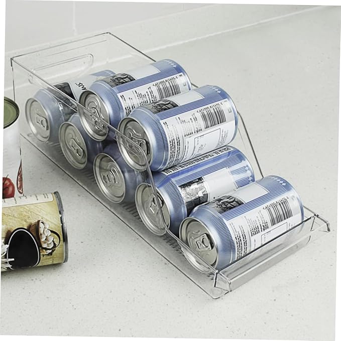 Zerodeko Beverage Storage Rack Organizer for Refrigerator – Beverage Can Dispenser Removable Divider Plastic for Pantry and Kitchen 6-Can Capacity