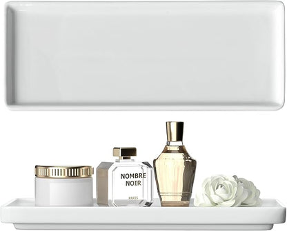 Premium Ceramic Bathroom Tray – Sleek Non-Slip Organizer for Shower, Countertop, Vanity | 9.25x3.66inch | Easy-Clean, Corrosion-Resistant
