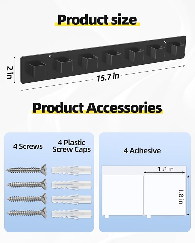 MaxGear Sunglasses Organizer Wall Mount, 2-Pack Acrylic Eyewear Display Holder with 14 Slots, Sunglasses Storage, Includes Adhesive Tape & Screws, Black Wall Mounted Shelf for Closet, Cabinet, Door