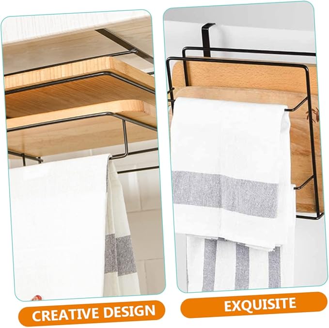 2Pcs Cabinet Door Organizer Iron Towel Rack Storage Double Layer for Kitchen and Bathroom Easy Installation No Drilling Required