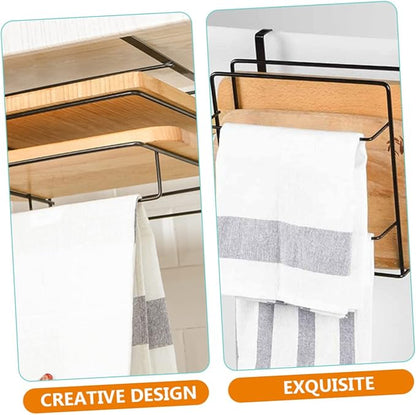 2Pcs Cabinet Door Organizer Iron Towel Rack Storage Double Layer for Kitchen and Bathroom Easy Installation No Drilling Required