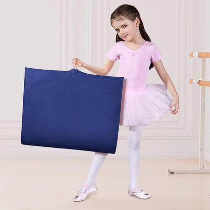 Univivi Kids Garment Bags for Dance Costumes 40 Inch Hanging Dance Costume Bag for Dance Competitions, with 3 Medium Clear Zipper Pockets for Dance Costumes, Closet Storage (Navy Blue) - 4 Pack