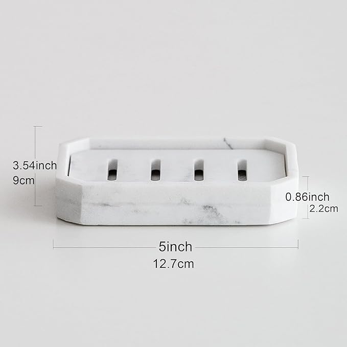 Resin Marble-Like Texture Soap Dish Drainable Soap Holder,Double Layer Draining Soap Dish.