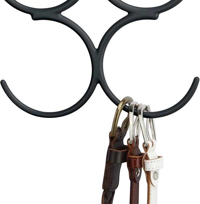 Yizhi Scarf Hanger Organizer Holder, No Snag Belt Rack Tie Hanger Sturdy 8 Hook Space Saving Closet Accessory Organizer for Scarves, Ties, Belts, Shawls, Pashminas and Jewelry (1, Black)